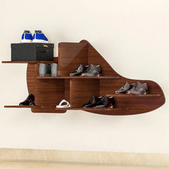 Beautiful Shoe Shape Wood Wall Shelf /Men's Shoe Shelf, Walnut Finish