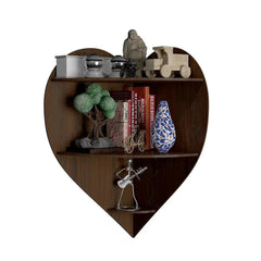Heart Shape Wood Corner Wall Shelf / Book Shelf,Walnut Finish