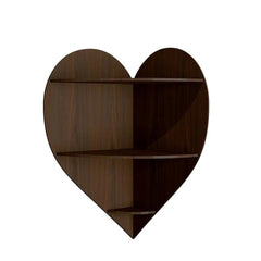 Heart Shape Wood Corner Wall Shelf / Book Shelf,Walnut Finish