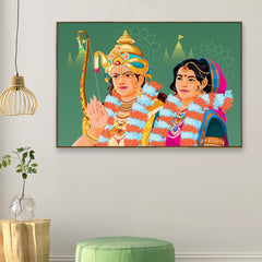 Shri Ram-Sita Ji Wall Canvas Painting for Mandir/Living Room