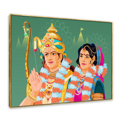Shri Ram-Sita Ji Wall Canvas Painting for Mandir/Living Room