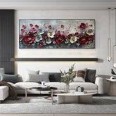 Large Abstract Flower Landscape Painting on Canvas Wall Art, Texture Wall Art,original Red Floral Wall Art Modern Wall Decor for Bedroom Online Clearance Sale