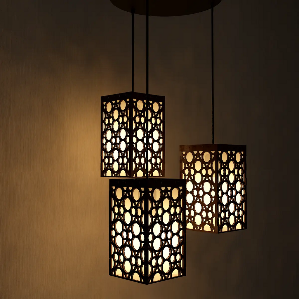 Round Pattern Wooden Modern Lamp Hanging Ceiling Light For Home Decoration Living Room