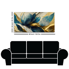 Beautiful Golden Flower and Waves Canvas Wall Painting