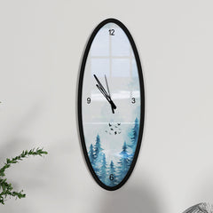 Pine Forest Wooden Oval Wall Clock