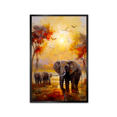 Colorful Three Big Elephants Canvas Printed Wall Paintings & Arts