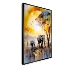 Colorful Big Elephants Abstract Design Canvas Printed Wall Paintings & Arts