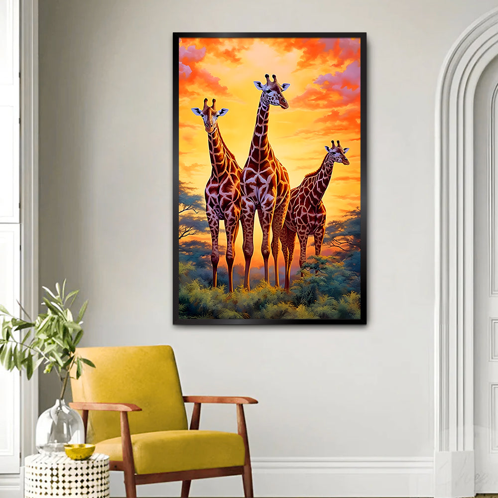 Giraffe with Nature Scenery Canvas Printed Wall Paintings & Arts