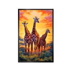 Giraffe with Nature Scenery Canvas Printed Wall Paintings & Arts