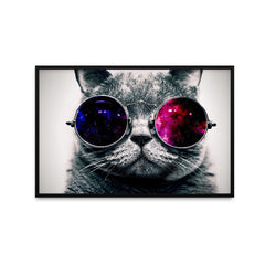Black Cat Face on Specticle Canvas Printed Wall Paintings & Arts