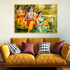 Glorious Shri Ram, Lakshman & Sita in Forest Wall Art & Paintings