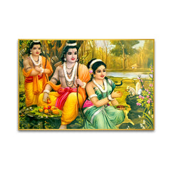 Glorious Shri Ram, Lakshman & Sita in Forest Wall Art & Paintings