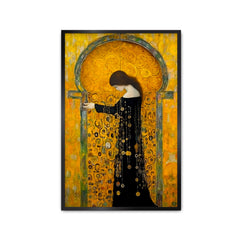 Beautiful Islamic Woman In A Black Dress Standing In Front Of Mosque Wall Paintings & Art