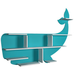 Shark-Shaped Wooden Wall Shelf for Kids (Blue)