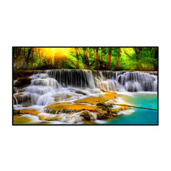 Beautiful Waterfall Stream In Green Trees Forest Background Nature Canvas Wall Paintings & Arts