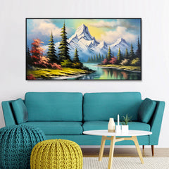 Nature Theme Beautiful Mountain Lake Wall Paintings & Arts