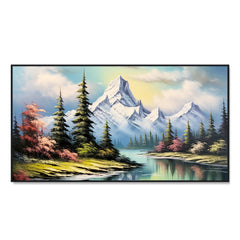 Nature Theme Beautiful Mountain Lake Wall Paintings & Arts