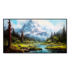 Mountain Lake With a Reflection of Mountains and Trees Scenery Wall Paintings & Arts