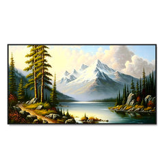 Panoramic Natural Mountain Landscape with Trees Canvas Printed Wall Paintings & Arts