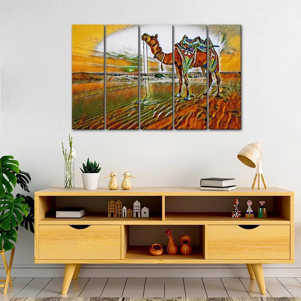 Desert Painting with Camel Canvas Wall Painting