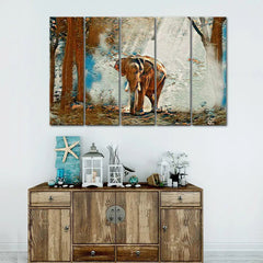 Elephant In the Forest Canvas Wall Painting
