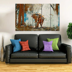 Elephant In the Forest Canvas Wall Painting