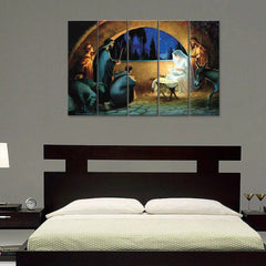 Nativity of Jesus Wall Painting Wooden Framed 5 Pieces Canvas Painting