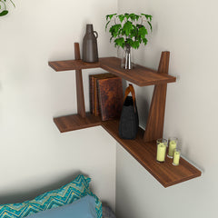 Wooden Corner Wall Shelf In Compact Design