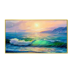 Big Panoramic Beautiful Sea Sunset  Scenery Canvas Painting