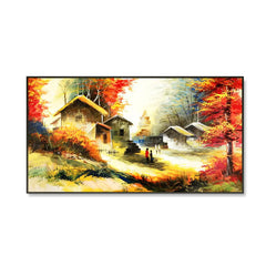 Outhouse In Forest Scenery Canvas Painting