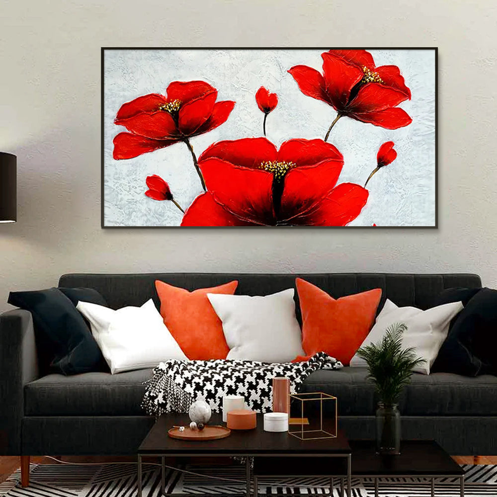 Beautiful Red Flower Wide Format Canvas Print  Wall Painting