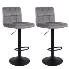 Grey Plush Feel Velvet Counter Bar Chair / Long Chair