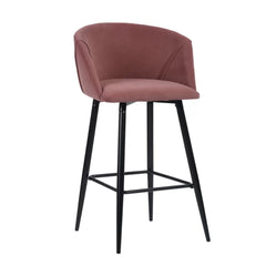 Luxurious Comfy Pink Velvet Counter Bar Chair / Long Chair