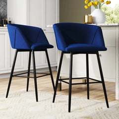 Luxurious Comfy Blue Velvet Counter Bar Chair / Long Chair