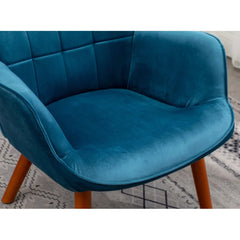 Tufted Curvy Long Back Sea Green Lounge Chair With Ottoman