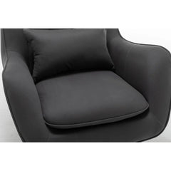 Rich Grey Thick Padded Velvet Armchair with Cushion