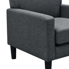 Grey Standard Velvet Chair With Ottoman