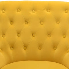 Detailed Tufted Super Comfy Yellow Velvet Lounge Chair