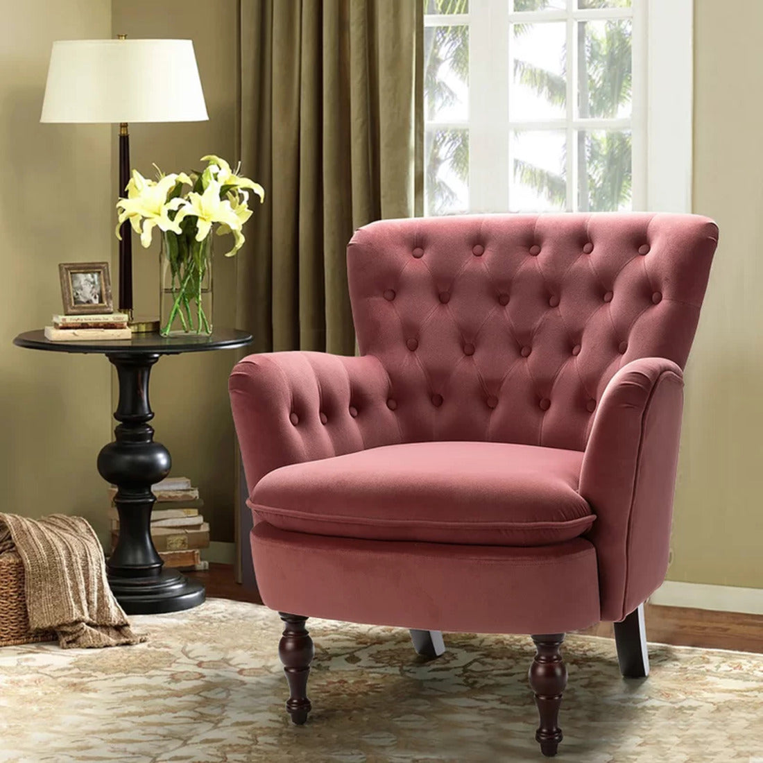 Living Room Abbyson Celine Channel Tufting Velvet Accent Chair