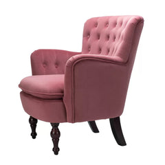 Detailed Tufted Super Comfy Blush Velvet Lounge Chair