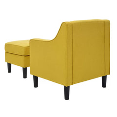 Yellow Tufted Comfy Lounge Chair With Ottoman