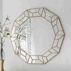 Octagonal Gold Wall Mirror