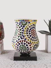 Mosaic Glass Table Lamp with wood Square Black Base (NM17)