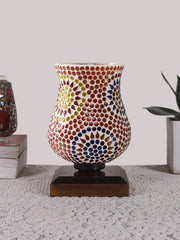 Mosaic Glass Table Lamp with wood Square Brown Base (NM35)