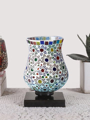 Mosaic Glass Table Lamp with wood Square Black Base (NM19)