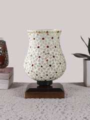 Mosaic Glass Table Lamp with wood Square Brown Base (NM28)