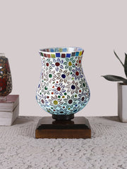 Mosaic Glass Table Lamp with wood Square Brown Base (NM41)