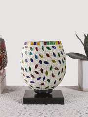 Mosaic Glass Table Lamp with wood Square Black Base (NM11)