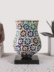 Mosaic Glass Table Lamp with wood Square Black Base (NM16)