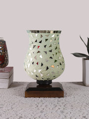 Mosaic Glass Table Lamp with wood Square Brown Base (NM30)